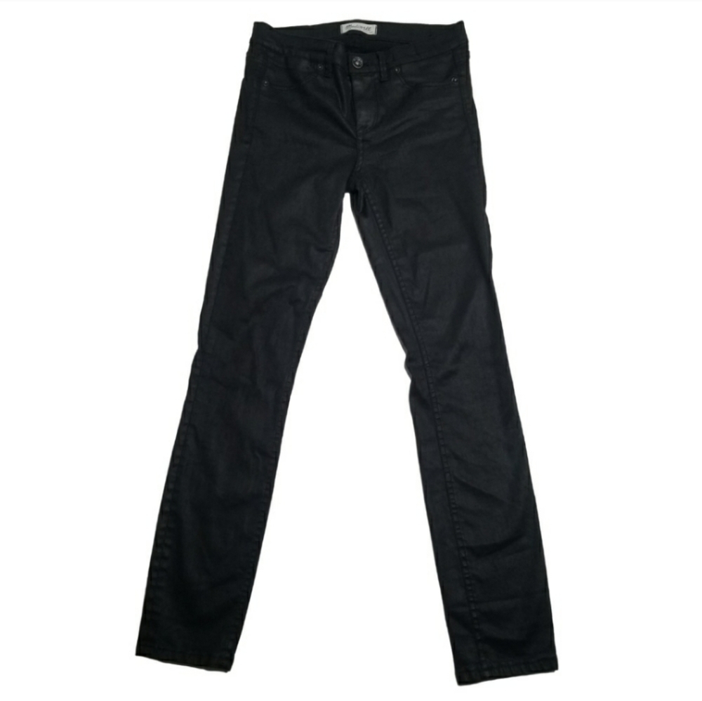 Madewell Wax Coated Stretchy Black Skinny Jeans Size 26